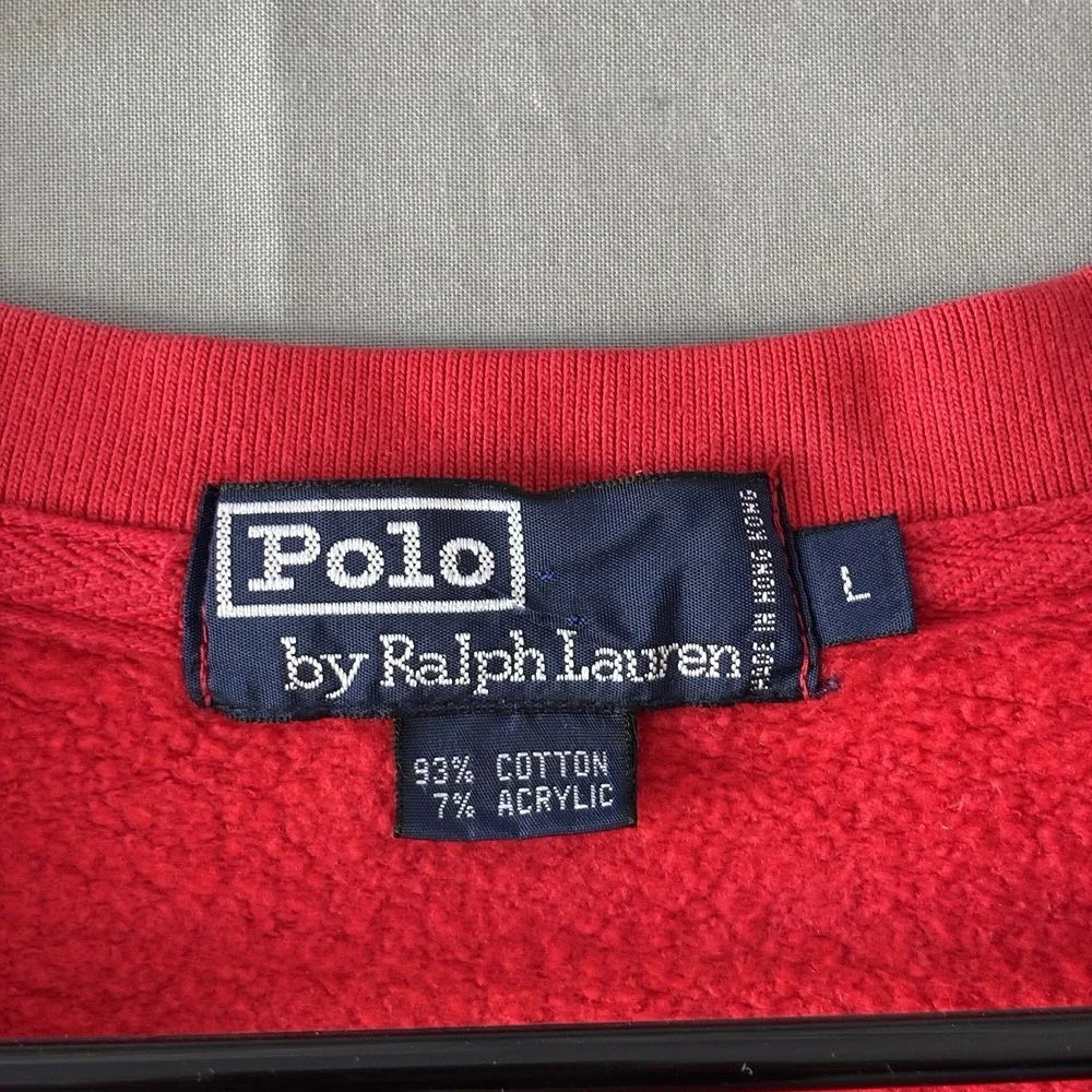 VINTAGE Polo Ralph Lauren Crest Vest Mens Large Red  Knit Cricket Tennis Golf